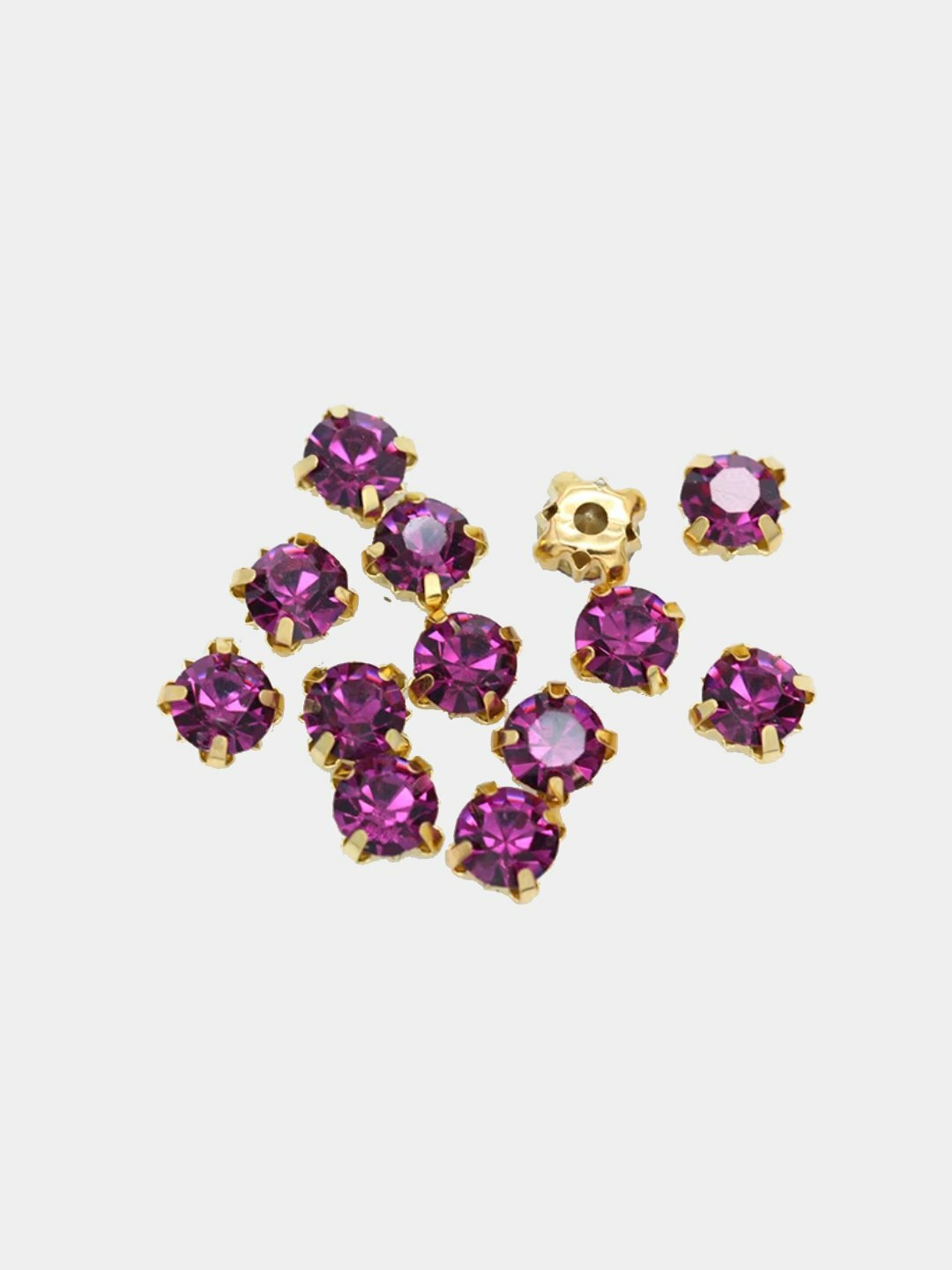 Стразы круглые в оправе, цапах, пришивные, для одежды, украшений, Фиолетовый, SS35, 7 мм, 20 шт