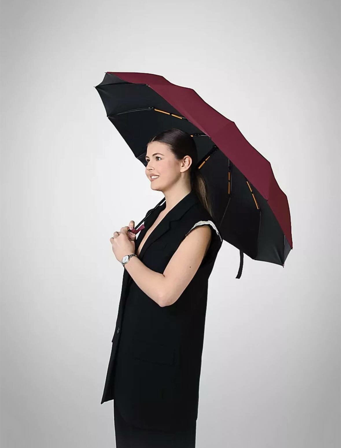 Смарт-зонт , бордовый — фото 1