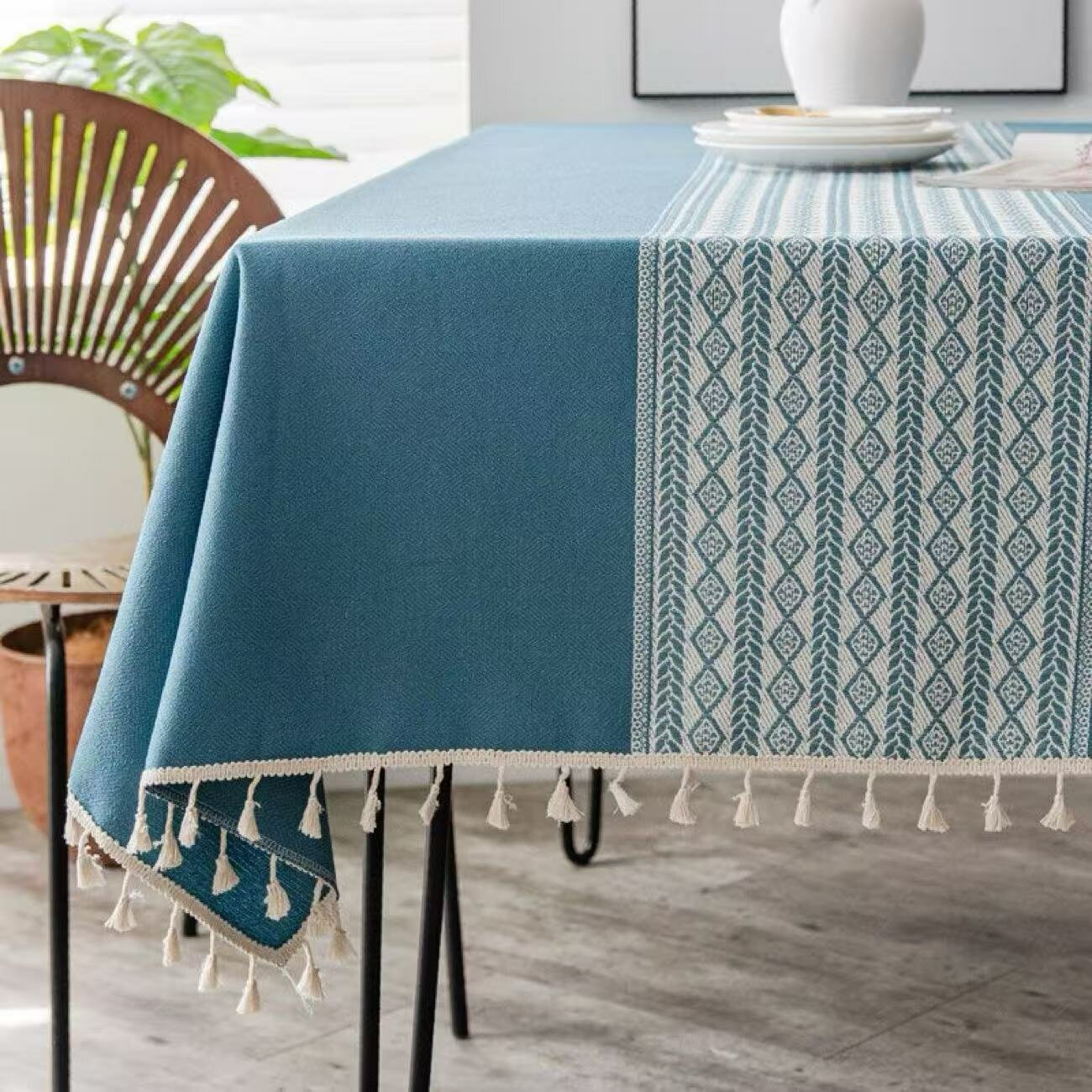 Скатерть на стол Loom&Bloom, лен, водоотталкивающая, антискользящее покрытие, 140x180см