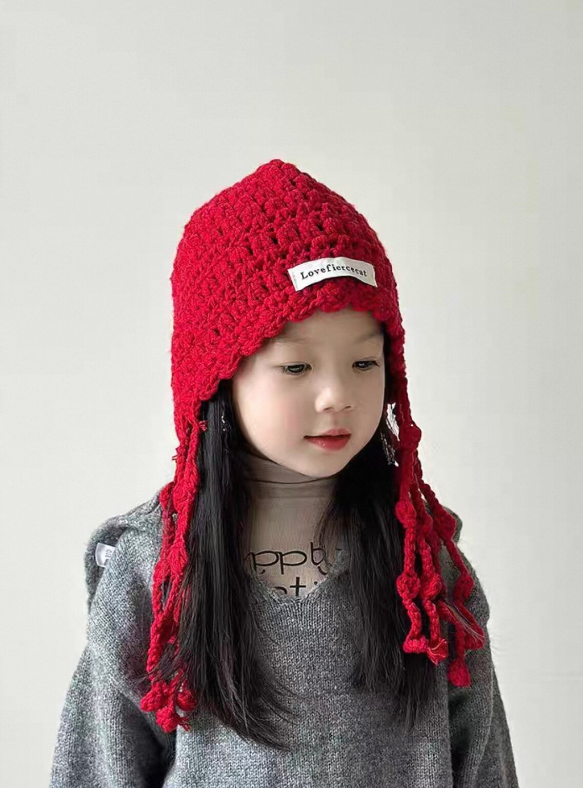 Капор  для девочек, размер 3-12 лет, красный мак — фото 1