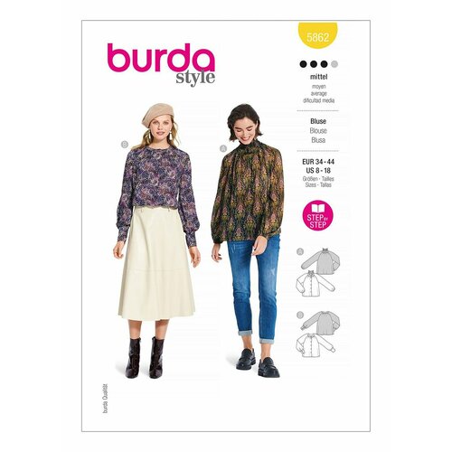 Выкройка BURDA №5862 Блуза выкройка burda 6354 блуза