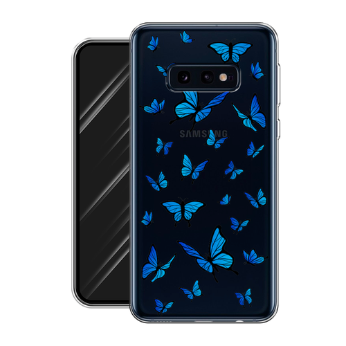 Силиконовый чехол на Samsung Galaxy S10E / Самсунг Галакси S10E Синие бабочки, прозрачный силиконовый чехол на samsung galaxy s10e самсунг галакси s10e синие бабочки прозрачный