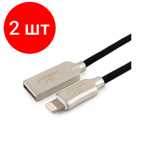 Комплект 2 штук, Кабель Cablexpert USB 2.0 - Lightning MFI М/М 1 метр (CC-P-APUSB02Bk-1M) кабель cablexpert usb 2 0 lightning mfi м м 1 м золотистый cc p apusb02gd 1m