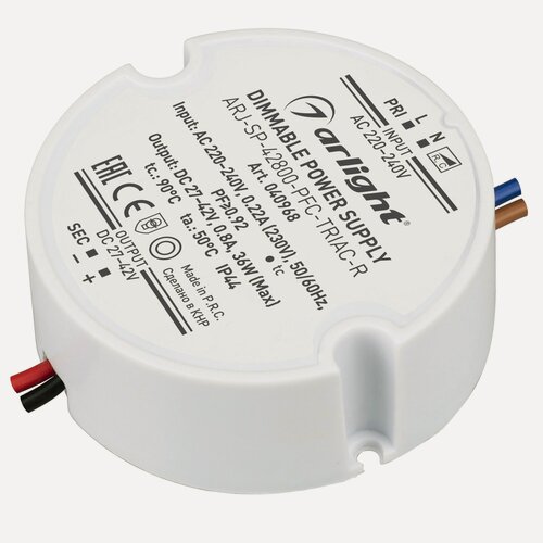 Изображение товара Блок питания ARJ-SP-42800-PFC-TRIAC-R (36W, 27-42V, 800mA) (Arlight, IP44 Пластик, 5 лет) 040968