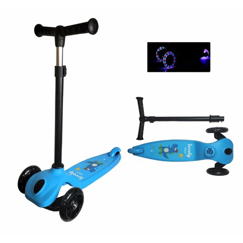 фото Самокат детский трехколесный светящиеся колеса sport mini сверхпрочный s00711 (цвет: голубой) scooter