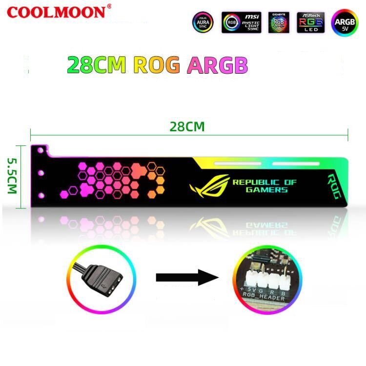 фото Держатель для видеокарт ROG с rgb подсветкой 28 см
