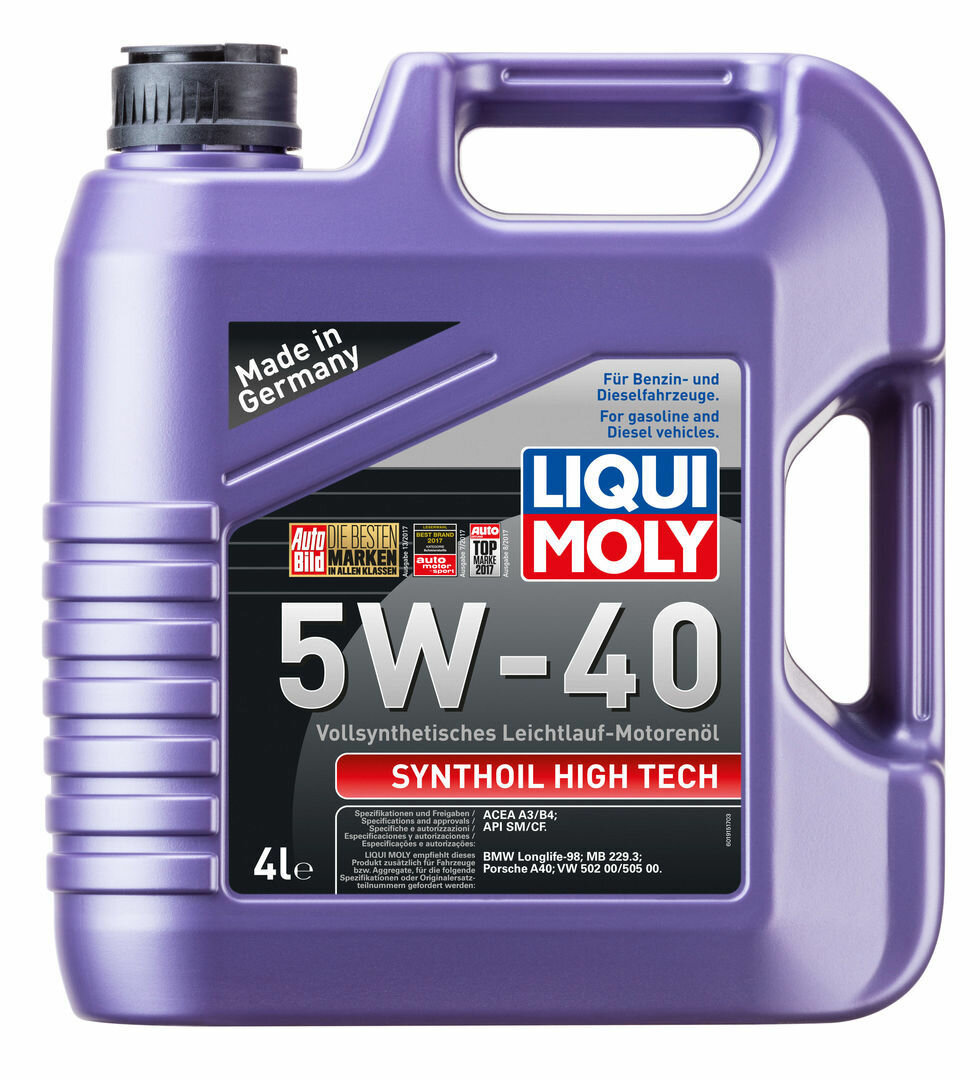 Моторное масло Liqui Moly Synthoil High Tech 5W40 синтетическое, 4л