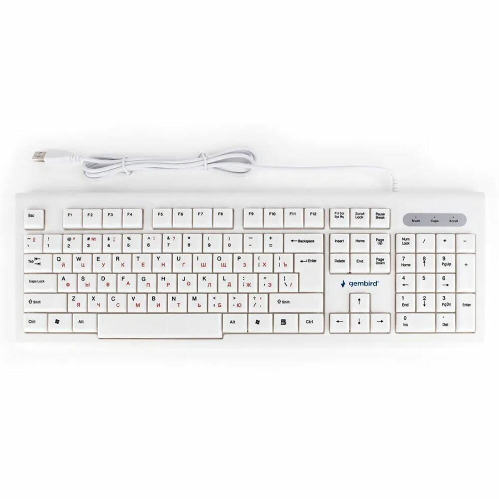 Клавиатура Gembird KB-8354U USB, белый, 104 клавиши, RTL