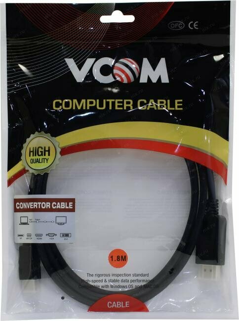 кабель DisplayPort M-HDMI M 1.8 метра Vcom - фото №12