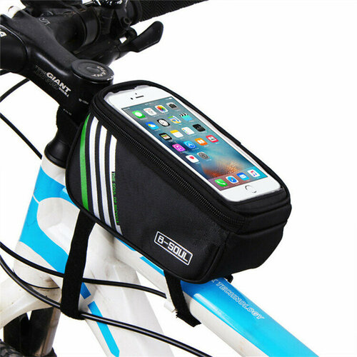 Велосипедная сумка на раму, держатель для телефона, черная