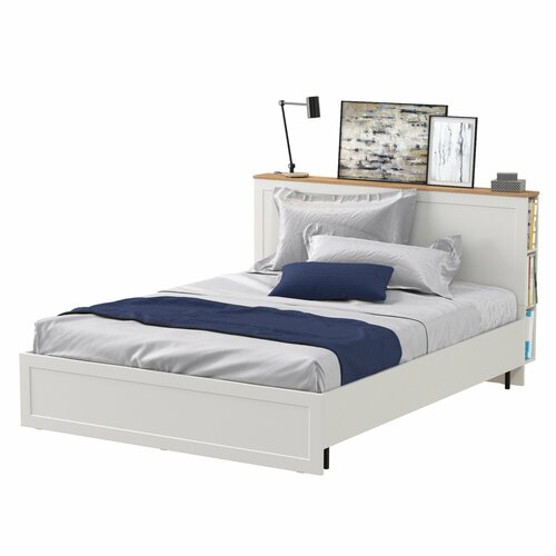 Двуспальная кровать Остин 1600 с ортопедическим основанием цвет серый графит/дуб крафт золотой