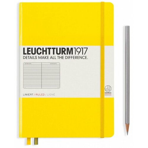 Leuchtturm 344798 Блокнот leuchtturm classic, a5, 80 г/м2, 251 стр, в линейку, твердая обложка, лимонный