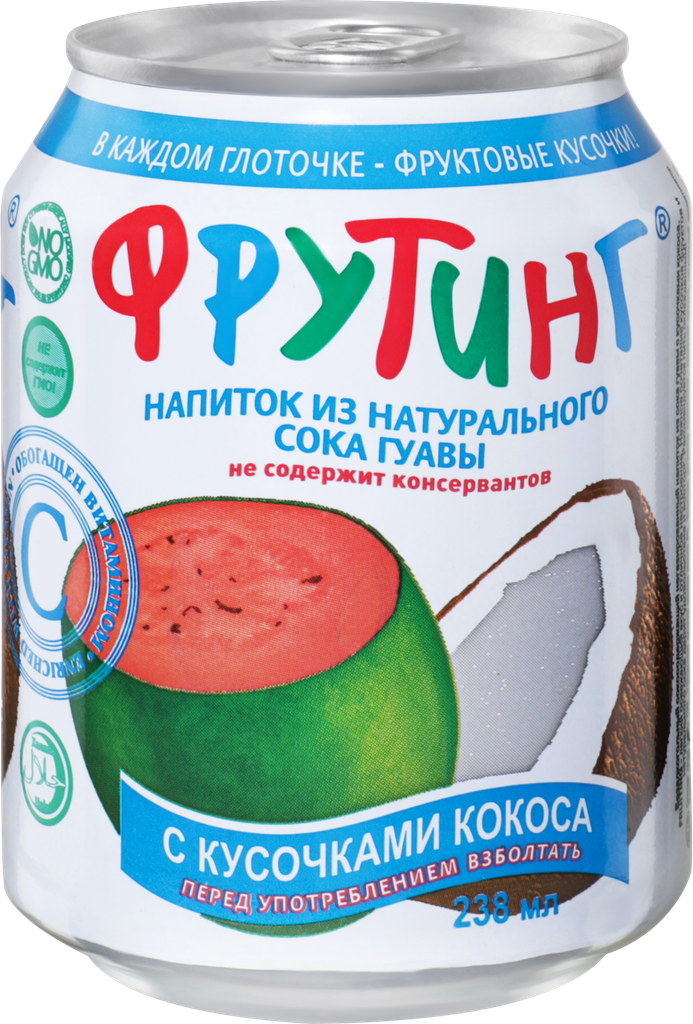 Напиток FRUITING из сока гуавы с кусочками кокоса негазированный, 0.238л