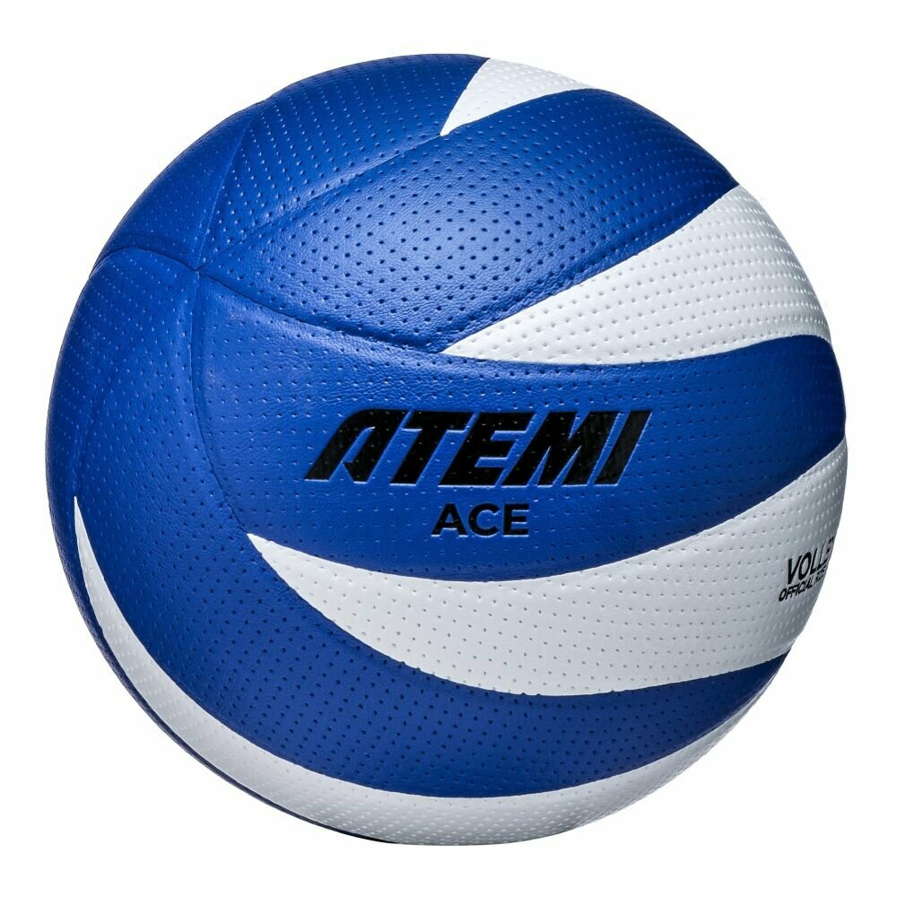 Мяч волейбольный Atemi ACE (N), синтетическая кожа PVC, бел/син, 12 п, клееный, окруж 65-67