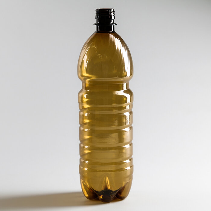 Бутылка одноразовая, 1 л, ПЭТ, без крышки, цвет коричневый (комплект из 100 шт)