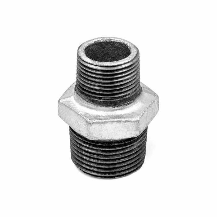 Ниппель переходной чугун оц Ду 25х15 (1"х1/2") НР Fittex PLUS — фото 1