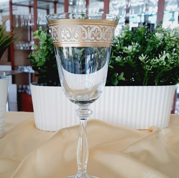 Набор бокалов для вина "Анжела" матовое золото 185 мл, 6 штук, Богемия, Crystallex