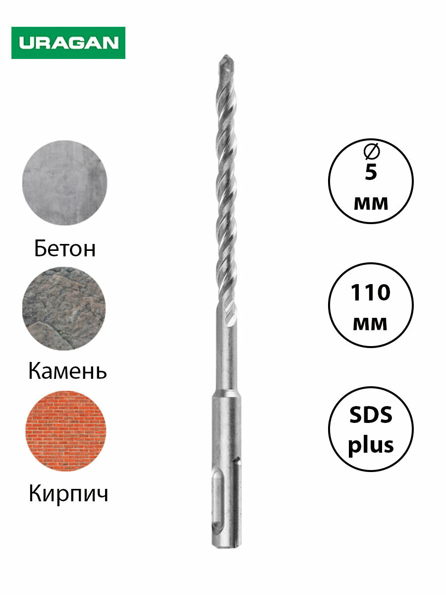 Бур sds-plus по бетону Uragan - фото №6