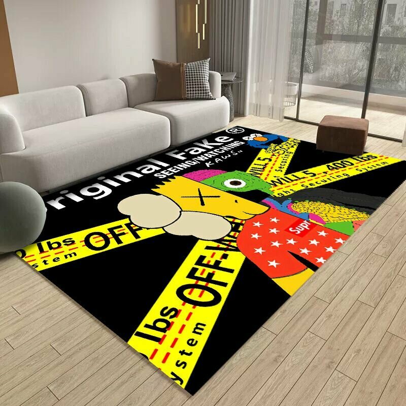 фото Ковер безворсовый KAWS/кавс 120x160см. Коврик универсальный противоскользящий