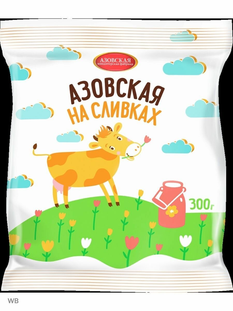 Конфеты молочные "Азовская коровка на сливках", Азовская фабрика 300 гр