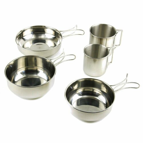 Набор посуды для туризма походов путешествий нержавеющая сталь, 5 предметов набор посуды promo 5 предметов нержавеющая сталь