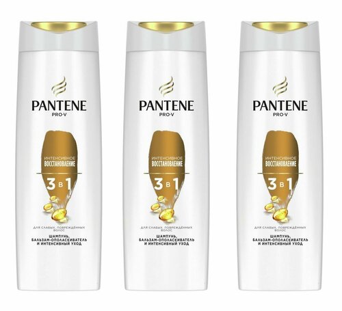 Pantene Pro-V Шампунь для волос женский 3в1, Интенсивное восстановление, 360мл, 3 упаковки