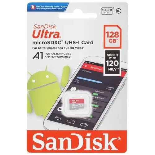 Карта памяти MicroSDXC 128GB SanDisk Ultra Class 10, UHS-I, R 140 МБ/с, без адапт - фото №9