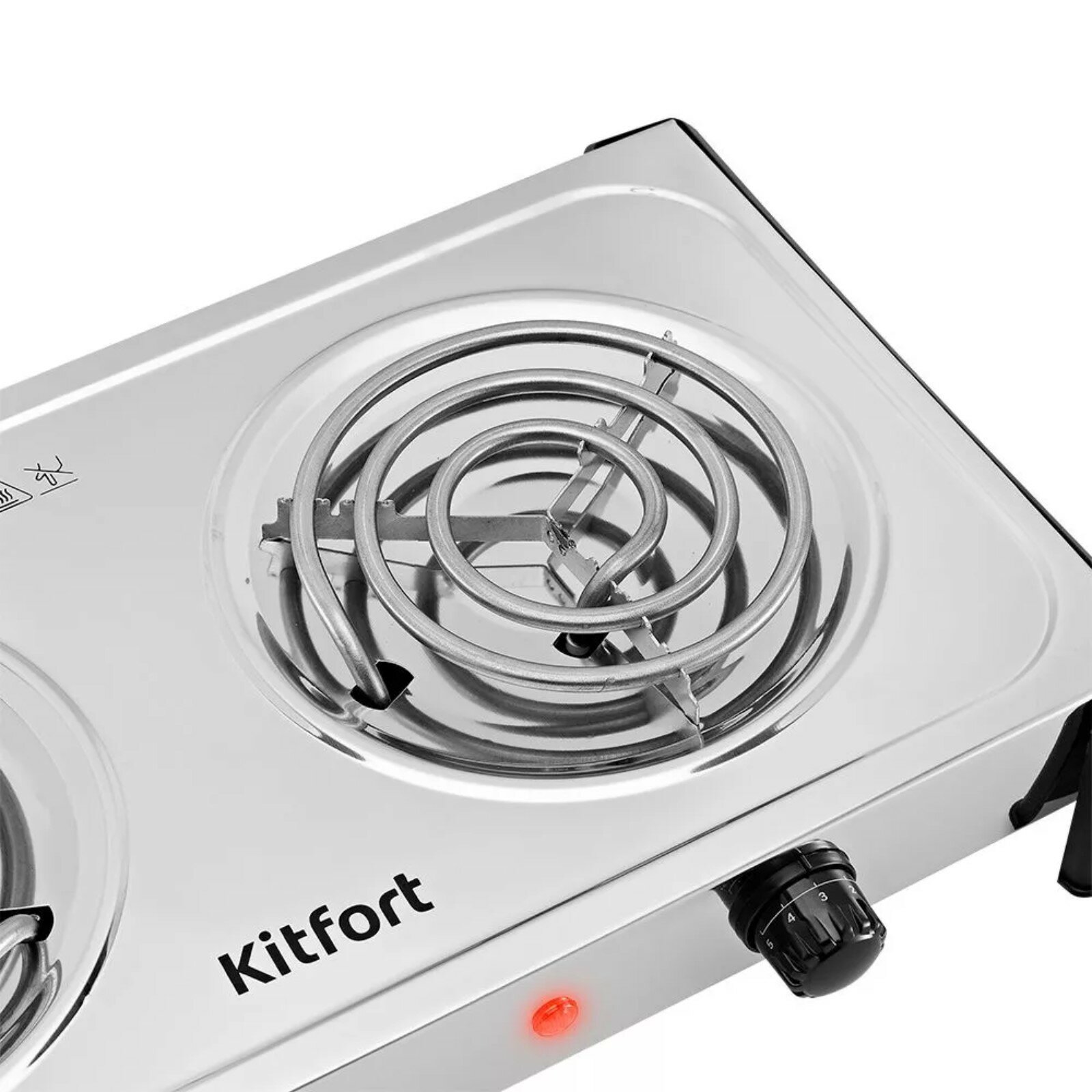 Плитка электрическая Kitfort КТ-180, 2000 Вт, 2 конфорки, серо-чёрная - фотография № 6