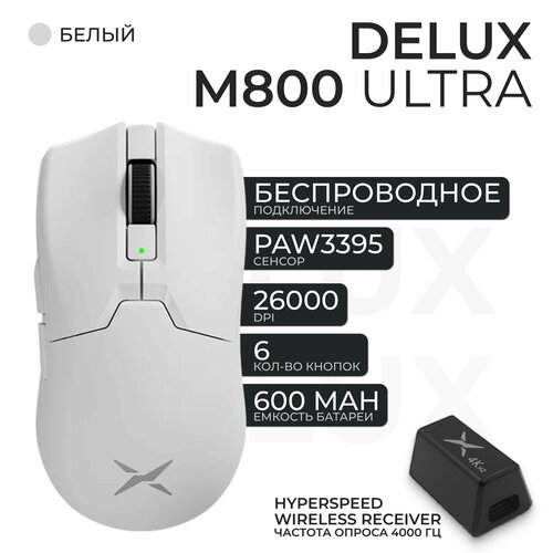 Игровая мышь Delux M800 Ultra 4K с ключом HyperSpeed Wireless GH-4K белый 899900₽