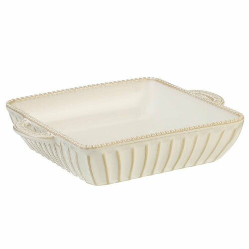 Форма для запекания и сервировки, квадратная с ручками, керамика, 25х21х5 см, белая