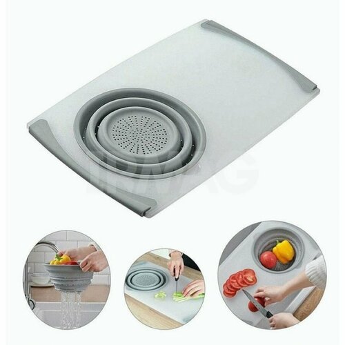 CELLTIX Доска разделочная с дуршлаком силикон съемная чаша ES-DR-PORTABLE E1M 665₽