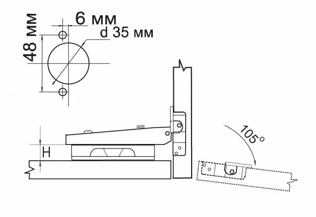 Изображение Петля мебельная накладная AMIX 110* Clip-on с доводчиком, комплект 4 шт