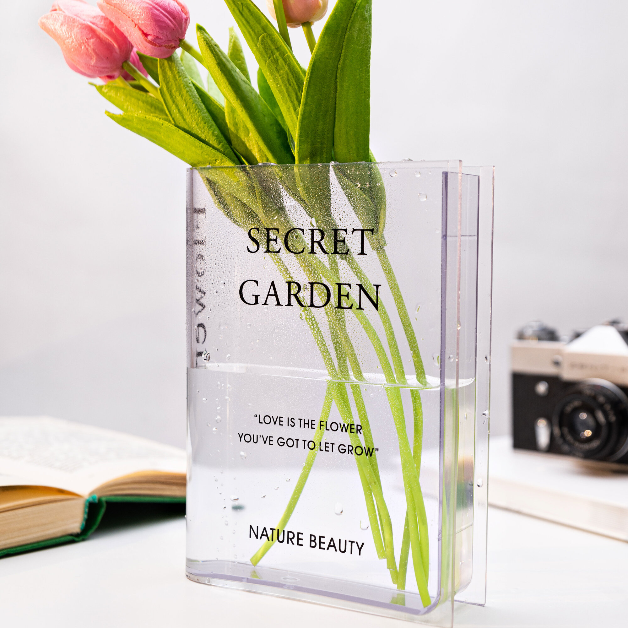 Ваза книга интерьерная для цветов и сухоцветов. Тайный сад