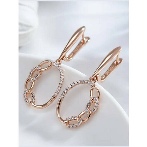 Комплект серег XINQUAN jewelry, циркон, размер 37 мм, золотистый