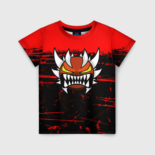 Детская футболка 3D Игра Геометри Дэш Geometry Dash, 134 см, белый