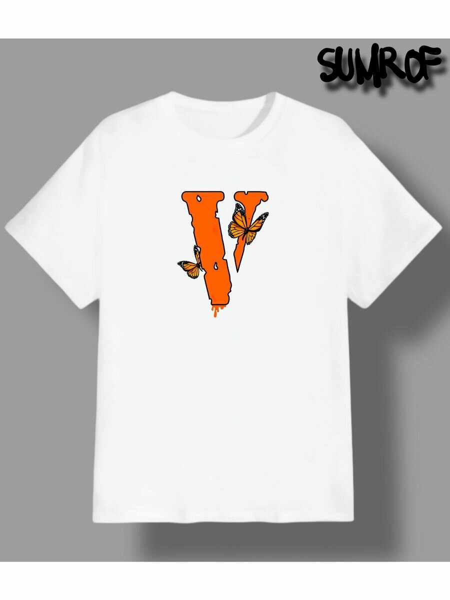 Футболка Zerosell с надписью vlone логотип, размер 4XS, белый