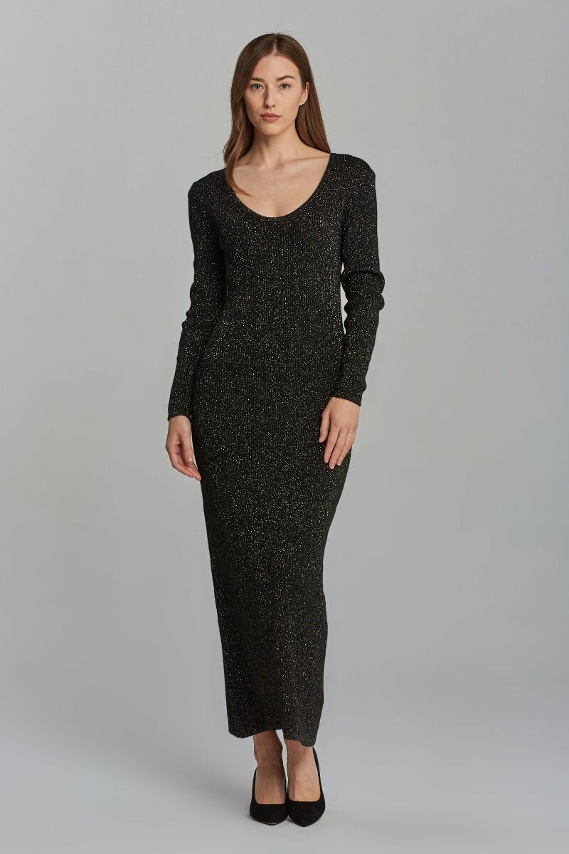 Платье GANT Knitted Golden Dress, размер M, черный
