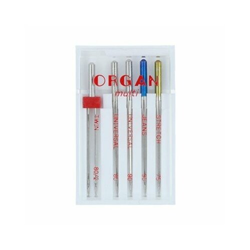 Иглы для швейной машины ORGAN Multi, 5 шт, в пенале, ассорти иглы для швейной машины organ универсальные 10 шт в пенале 100