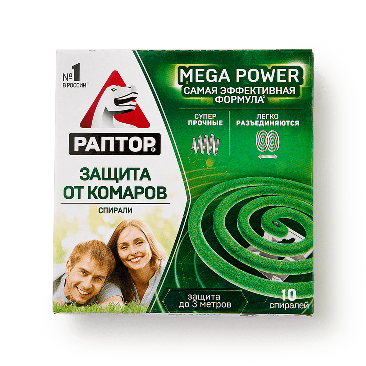 Спираль от комаров Раптор Mega Power, без запаха, для улицы, 10 шт
