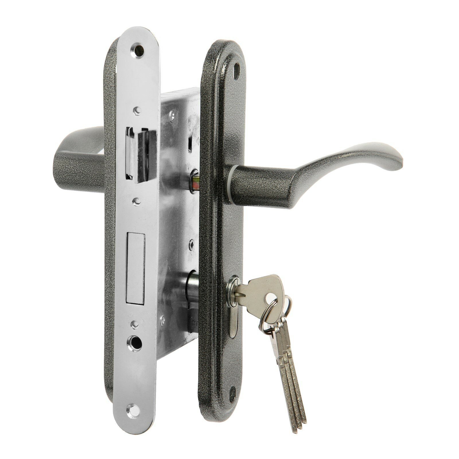 Замок врезной LOCKLAND RD007 с ручкой цвет графит