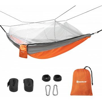 фото Кресла, стулья, шезлонги Nisus Гамак без планок 140х260см с москитной сеткой нейлон 210T (N-MH-G) NISUS