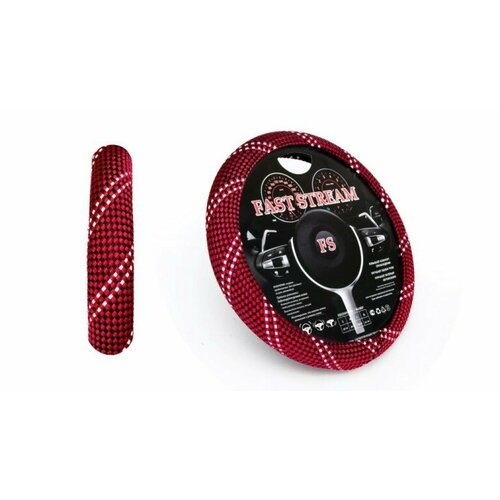 Оплетка руля L 39-40 см красная с полосками