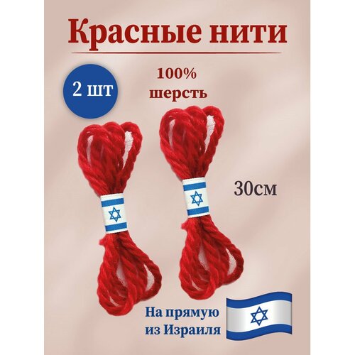 Браслет-нить, 2 шт., размер 30 см, размер one size, диаметр 15 см, красный