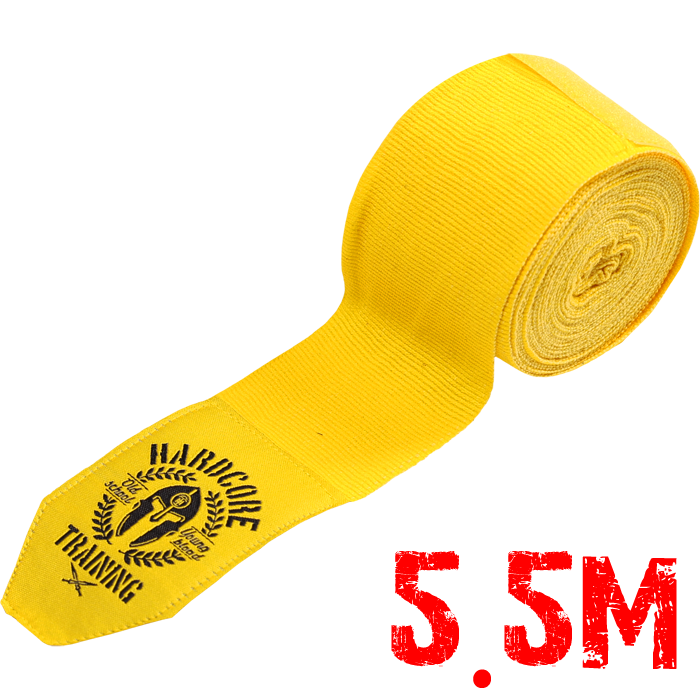 Боксерские бинты Hardcore Training Helmet Yellow 5.5 метров желтые