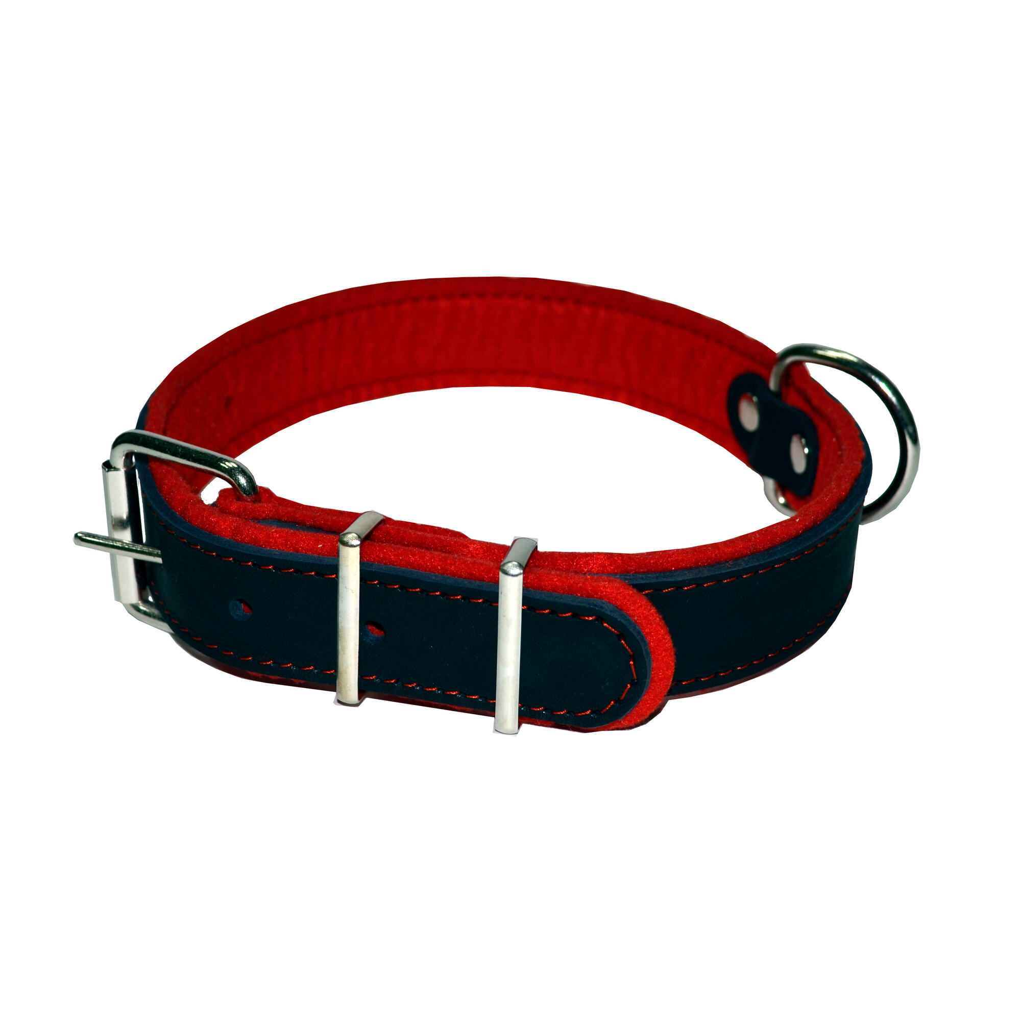 Ошейник аркон кожаный для собак Фетр черно-красный (52-70 см/35 мм)
