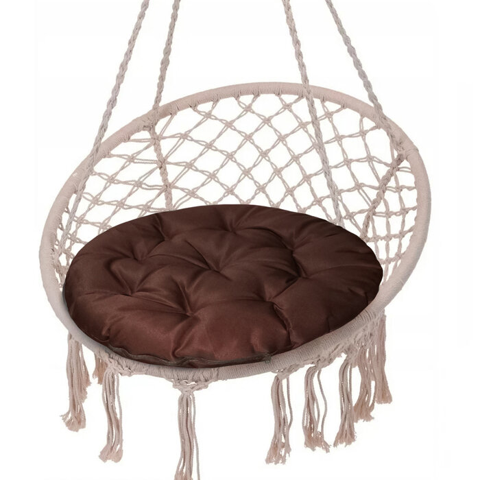 Подушка круглая на кресло непромокаемая D60 см, цвет коричневый грета 20%, полиэстер 80% (комплект из 2 шт)