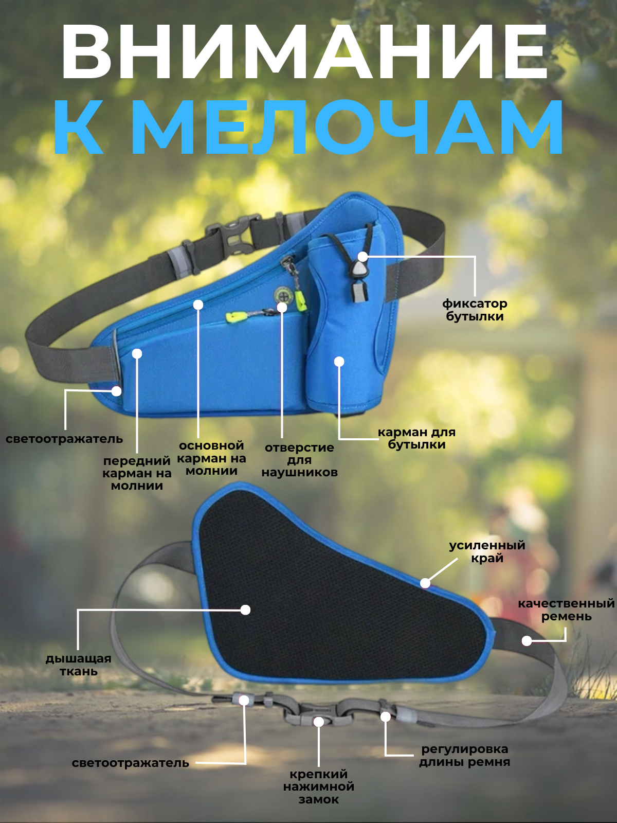 Сумка поясная effire, синий — фото 1