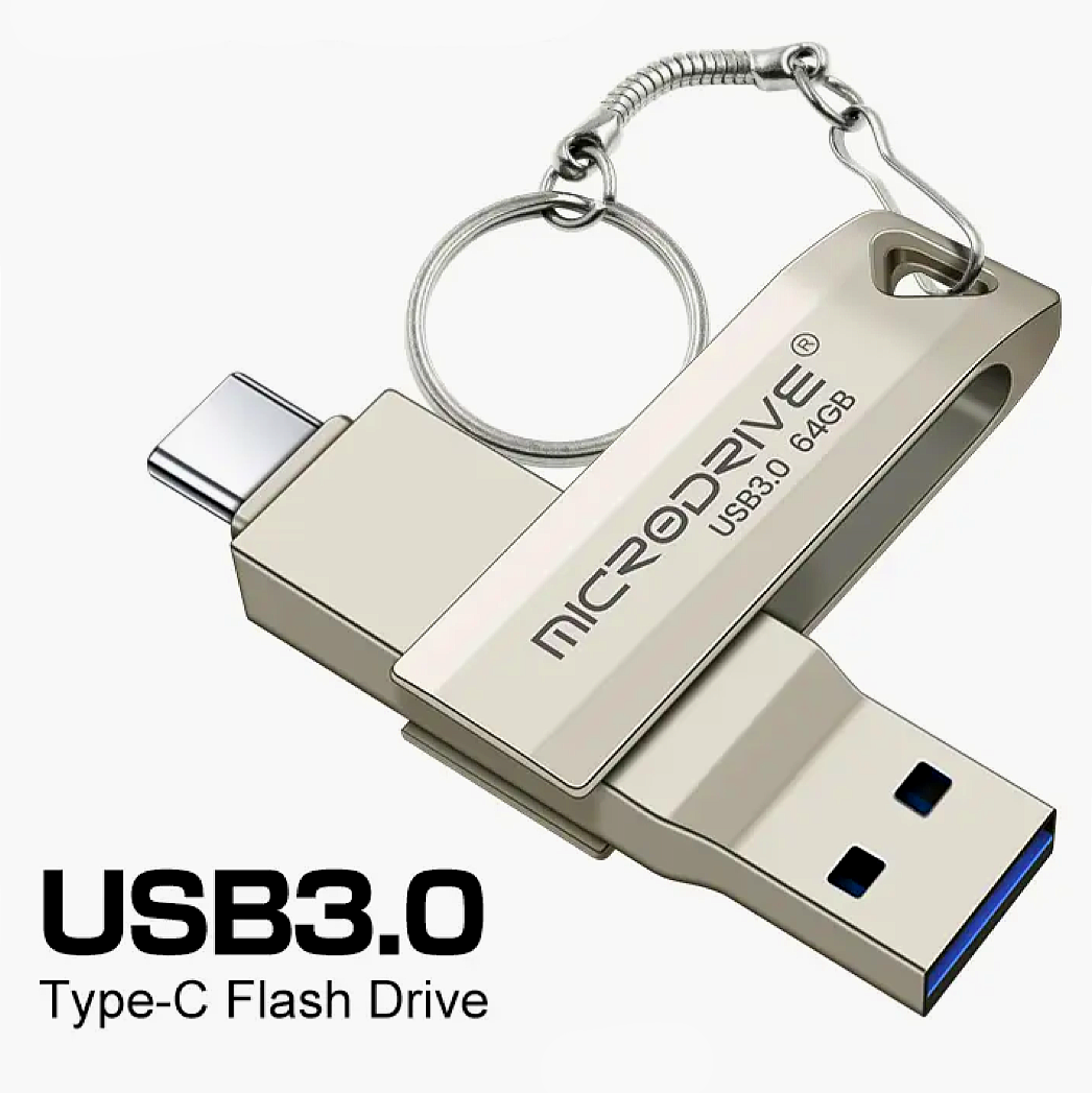 Флешка 64GB, USB, OTG Type C, USB 3.0, металлический корпус