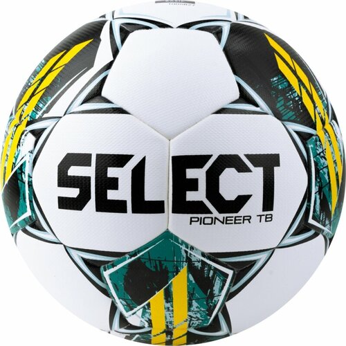 Мяч футбольный SELECT Pioneer TB V23, 0865060005, размер 5, FIFA Basic, 32 панели, ПУ, термосшивка, бело-зелено-желтый