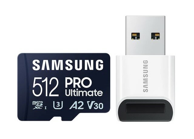 Карта памяти MicroSDXC Samsung Pro Ultimate - 512 Гб - 200/130 МБ/c + картридер